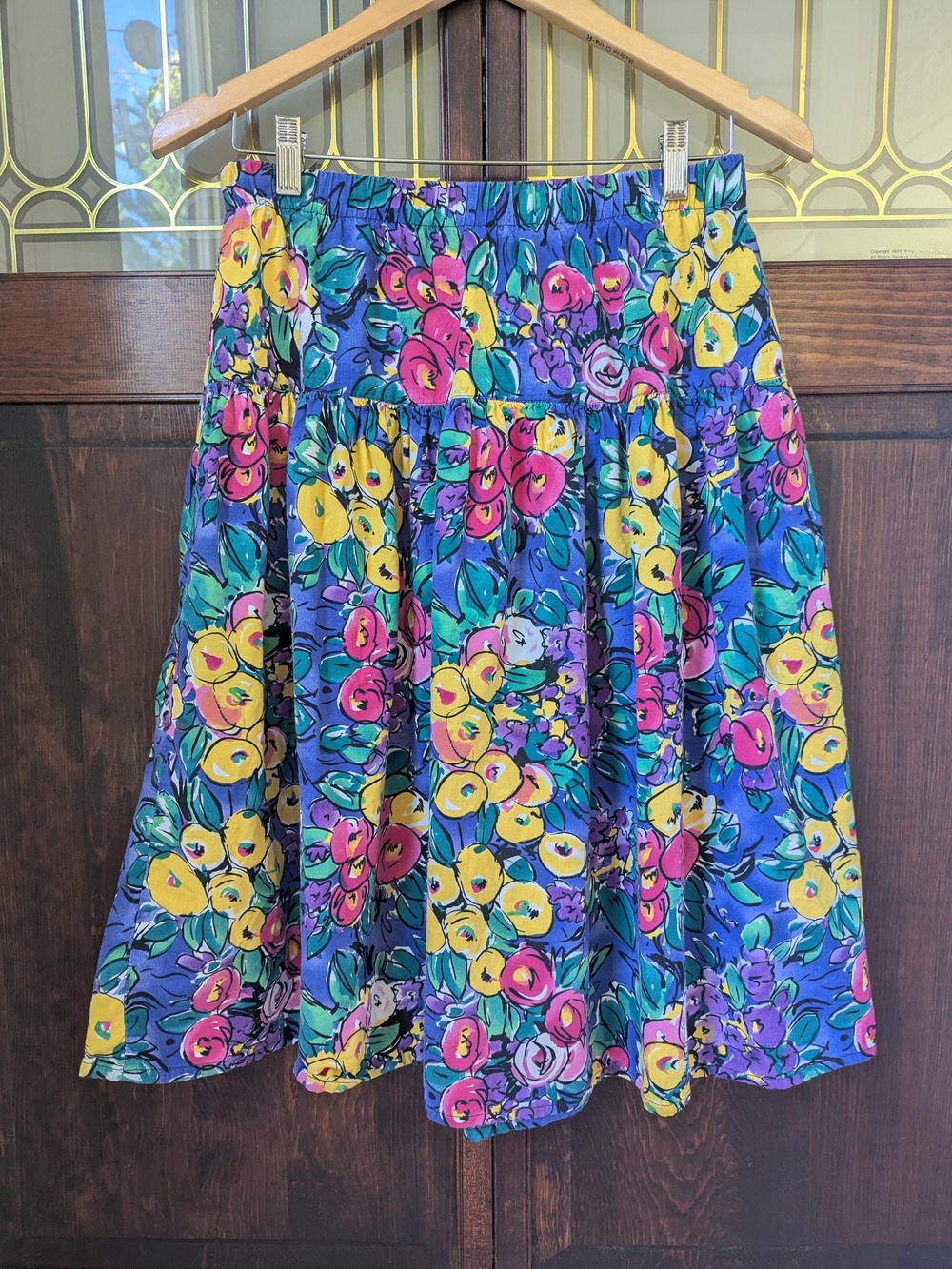 Vibrant Vintage 80s 90s Floral A-Line Skirt
